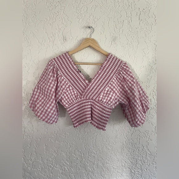 Abercrombie Y2K Cottagecore Prairie Puff Sleeve Gingham Top - Picture 7 of 7